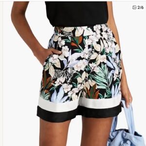 Maje Black Floral Tropical Print Shorts